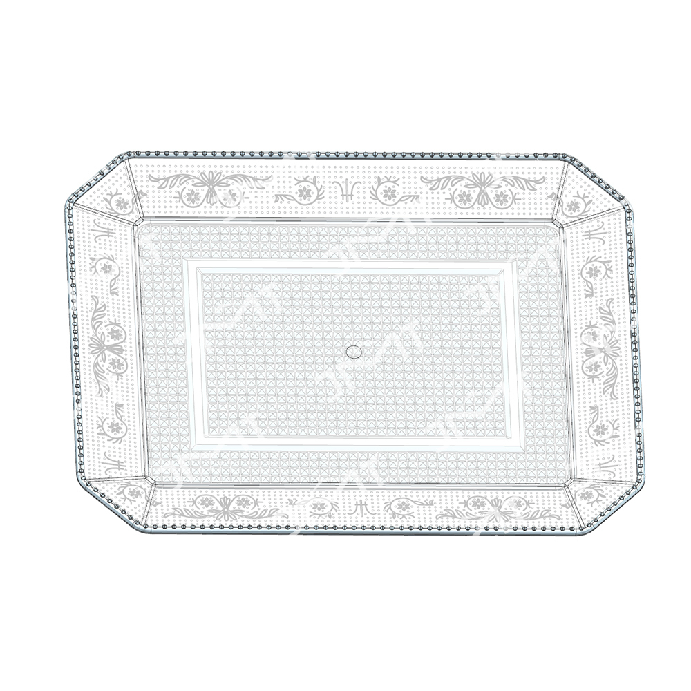 Plastic square retro patterned food plate mould